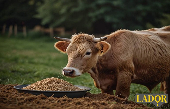 Photo about the benefits of good and balanced feed for dairy or beef cattle
